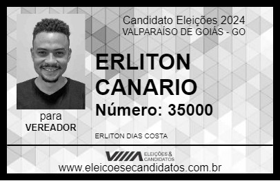 Candidato ERLITON CANARIO 2024 - VALPARAÍSO DE GOIÁS - Eleições