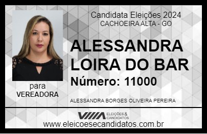 Candidato ALESSANDRA LOIRA DO BAR 2024 - CACHOEIRA ALTA - Eleições