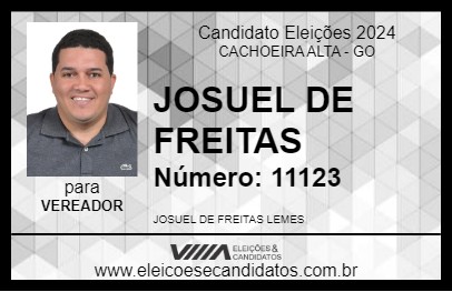 Candidato JOSUEL DE FREITAS 2024 - CACHOEIRA ALTA - Eleições