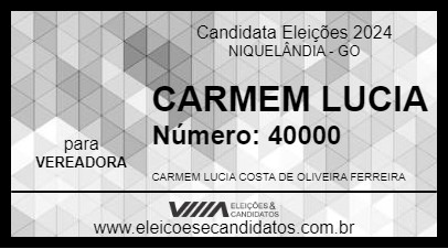 Candidato CARMEM LUCIA 2024 - NIQUELÂNDIA - Eleições