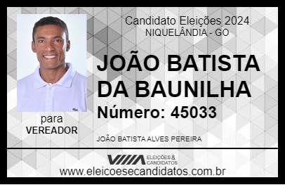 Candidato JOÃO BATISTA DA BAUNILHA 2024 - NIQUELÂNDIA - Eleições