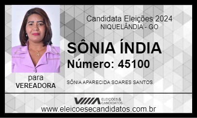 Candidato SÔNIA ÍNDIA 2024 - NIQUELÂNDIA - Eleições