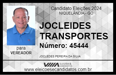 Candidato JOCLEIDES TRANSPORTES 2024 - NIQUELÂNDIA - Eleições