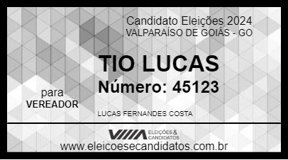 Candidato TIO LUCAS 2024 - VALPARAÍSO DE GOIÁS - Eleições