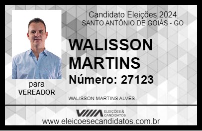 Candidato WALISSON MARTINS  2024 - SANTO ANTÔNIO DE GOIÁS - Eleições