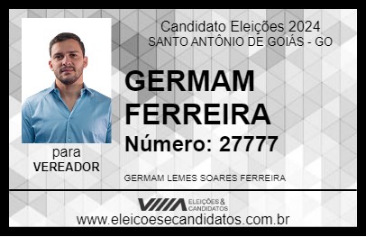 Candidato GERMAM FERREIRA 2024 - SANTO ANTÔNIO DE GOIÁS - Eleições