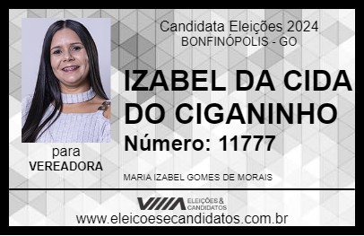 Candidato IZABEL DA CIDA DO CIGANINHO 2024 - BONFINÓPOLIS - Eleições