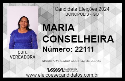 Candidato MARIA QUEIROZ 2024 - BONÓPOLIS - Eleições