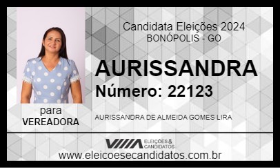 Candidato AURISSANDRA 2024 - BONÓPOLIS - Eleições