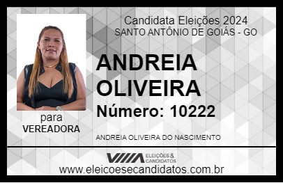 Candidato ANDREIA OLIVEIRA  2024 - SANTO ANTÔNIO DE GOIÁS - Eleições