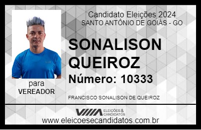 Candidato SONALISON QUEIROZ 2024 - SANTO ANTÔNIO DE GOIÁS - Eleições