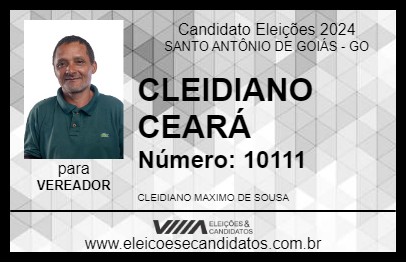 Candidato CLEIDIANO CEARÁ 2024 - SANTO ANTÔNIO DE GOIÁS - Eleições