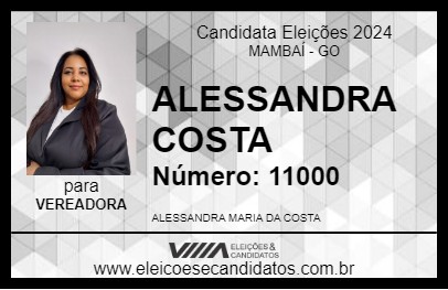 Candidato ALESSANDRA COSTA 2024 - MAMBAÍ - Eleições