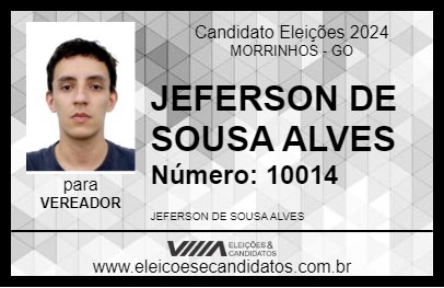 Candidato JEFERSON DE SOUSA ALVES 2024 - MORRINHOS - Eleições