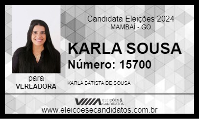 Candidato KARLA SOUSA 2024 - MAMBAÍ - Eleições