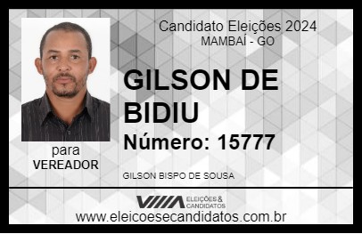 Candidato GILSON DE BIDIU 2024 - MAMBAÍ - Eleições