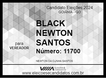 Candidato BLACK NEWTON SANTOS 2024 - GOIÂNIA - Eleições