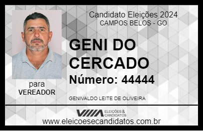 Candidato GENI DO CERCADO 2024 - CAMPOS BELOS - Eleições