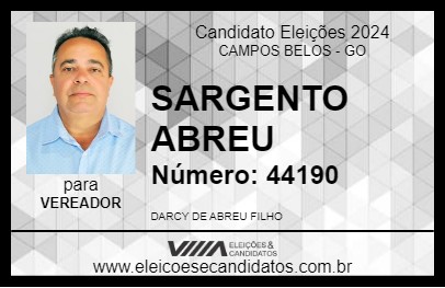 Candidato SARGENTO ABREU 2024 - CAMPOS BELOS - Eleições