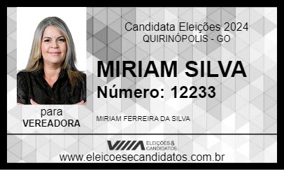 Candidato MIRIAM SILVA 2024 - QUIRINÓPOLIS - Eleições