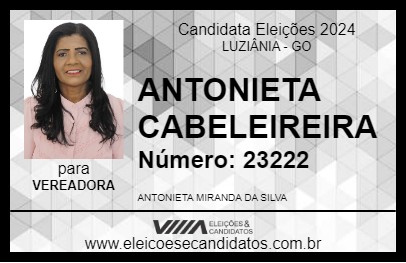 Candidato ANTONIETA CABELEIREIRA 2024 - LUZIÂNIA - Eleições