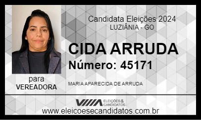 Candidato CIDA ARRUDA 2024 - LUZIÂNIA - Eleições