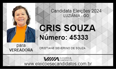 Candidato CRIS SOUZA 2024 - LUZIÂNIA - Eleições