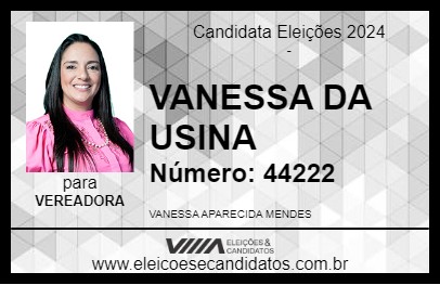 Candidato VANESSA DA USINA 2024 - QUIRINÓPOLIS - Eleições