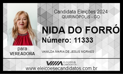 Candidato NIDA DO FORRÓ 2024 - QUIRINÓPOLIS - Eleições