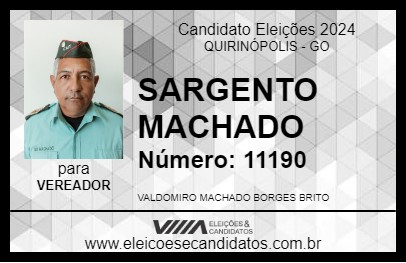 Candidato SARGENTO MACHADO 2024 - QUIRINÓPOLIS - Eleições