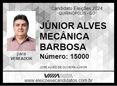 Candidato JÚNIOR ALVES MECÂNICA BARBOSA 2024 - QUIRINÓPOLIS - Eleições