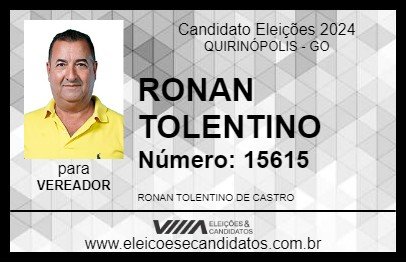 Candidato RONAN TOLENTINO 2024 - QUIRINÓPOLIS - Eleições