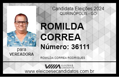 Candidato ROMILDA CORREA 2024 - QUIRINÓPOLIS - Eleições