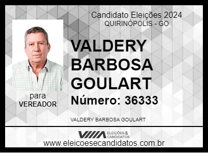 Candidato VALDERY BARBOSA GOULART 2024 - QUIRINÓPOLIS - Eleições