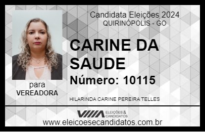 Candidato CARINE DA SAUDE 2024 - QUIRINÓPOLIS - Eleições