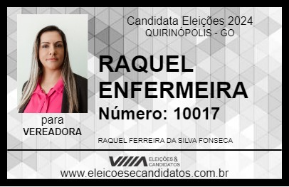 Candidato RAQUEL ENFERMEIRA 2024 - QUIRINÓPOLIS - Eleições