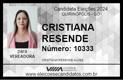 Candidato CRISTIANA RESENDE 2024 - QUIRINÓPOLIS - Eleições