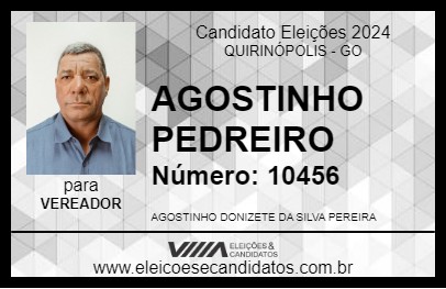 Candidato AGOSTINHO PEDREIRO 2024 - QUIRINÓPOLIS - Eleições