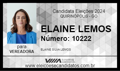 Candidato ELAINE LEMOS 2024 - QUIRINÓPOLIS - Eleições