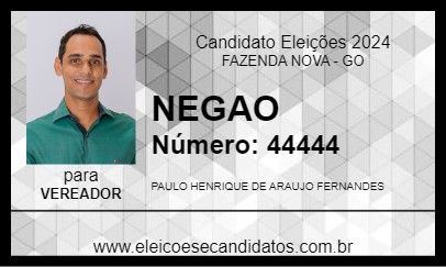 Candidato NEGAO 2024 - FAZENDA NOVA - Eleições