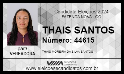 Candidato THAIS SANTOS 2024 - FAZENDA NOVA - Eleições