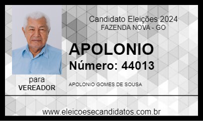 Candidato APOLONIO 2024 - FAZENDA NOVA - Eleições