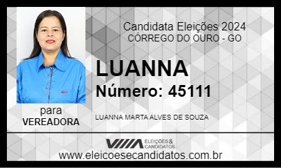 Candidato LUANNA 2024 - CÓRREGO DO OURO - Eleições