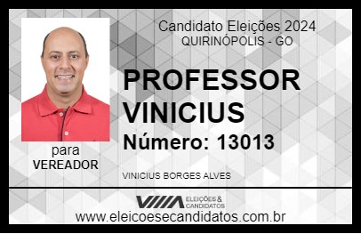 Candidato PROFESSOR VINICIUS 2024 - QUIRINÓPOLIS - Eleições