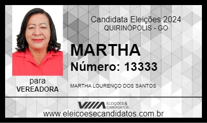 Candidato MARTHA 2024 - QUIRINÓPOLIS - Eleições