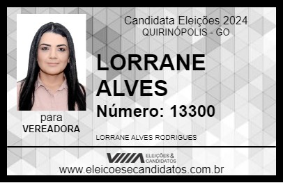 Candidato LORRANE ALVES 2024 - QUIRINÓPOLIS - Eleições