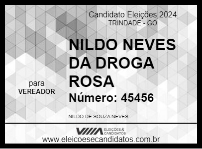 Candidato NILDO NEVES DA DROGA ROSA 2024 - TRINDADE - Eleições