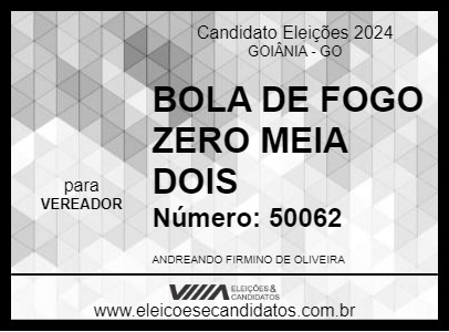 Candidato BOLA DE FOGO ZERO MEIA DOIS 2024 - GOIÂNIA - Eleições