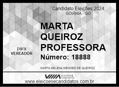 Candidato MARTA QUEIROZ PROFESSORA 2024 - GOIÂNIA - Eleições