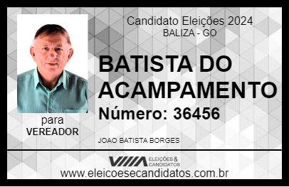 Candidato BATISTA DO ACAMPAMENTO 2024 - BALIZA - Eleições